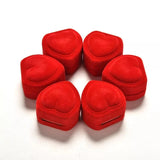 Red Velvet Heart Ring Box Jewelry Display Case Holder
