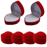 Red Velvet Heart Ring Box Jewelry Display Case Holder