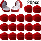 Red Velvet Heart Ring Box Jewelry Display Case Holder