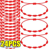 Couple 7 Knots Red String Bracelet for Protection Lucky Amulet Friendship Braid