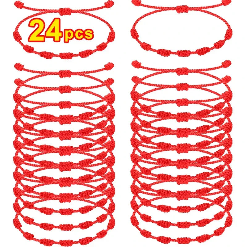 Couple 7 Knots Red String Bracelet for Protection Lucky Amulet Friendship Braid