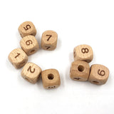 Square Wood Beads A-Z Letters Number Baby Teether Clip DIY Jewelry Making