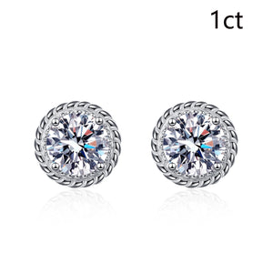 1-2CT Moissanite Stud Earrings 925 Silver Round Diamond Ear Studs
