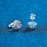 1-2CT Moissanite Stud Earrings 925 Silver Round Diamond Ear Studs