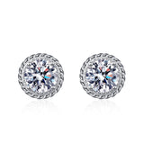 1-2CT Moissanite Stud Earrings 925 Silver Round Diamond Ear Studs