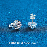 1-2CT Moissanite Stud Earrings 925 Silver Round Diamond Ear Studs