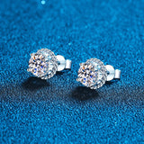 1-2CT Moissanite Stud Earrings 925 Silver Round Diamond Ear Studs