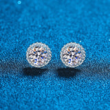 1-2CT Moissanite Stud Earrings 925 Silver Round Diamond Ear Studs