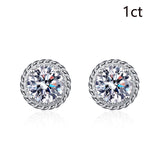 1-2CT Moissanite Stud Earrings 925 Silver Round Diamond Ear Studs