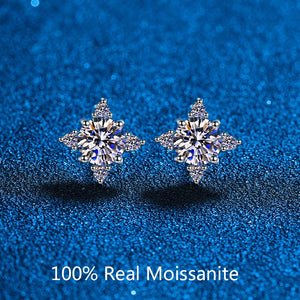 1-2CT Moissanite Stud Earrings Silver Push Back Fine Jewelry