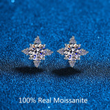 1-2CT Moissanite Stud Earrings Silver Push Back Fine Jewelry