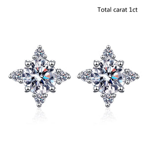 1-2CT Moissanite Stud Earrings Silver Push Back Fine Jewelry