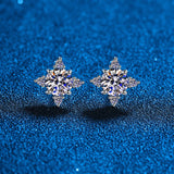 1-2CT Moissanite Stud Earrings Silver Push Back Fine Jewelry