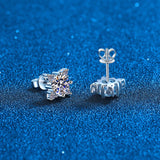 1-2CT Moissanite Stud Earrings Silver Push Back Fine Jewelry