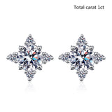 1-2CT Moissanite Stud Earrings Silver Push Back Fine Jewelry