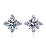 1-2CT Moissanite Stud Earrings Silver Push Back Fine Jewelry