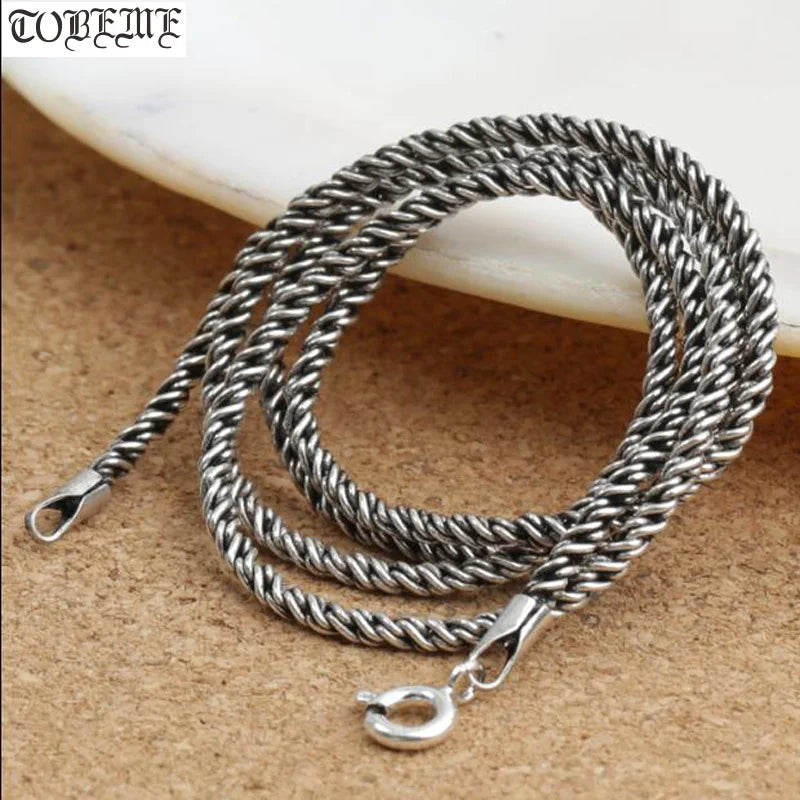 925 Silver Pendant Necklace Vintage Sterling Chain Necklace Thai Silver Thin
