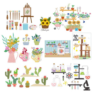 2Pc Garden Metal Cutting Dies Flower Sunflower and Cat Die Cuts for DIY