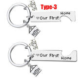 Engraved Our First Home House Keyring Couples Housewarming Gift
