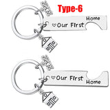 Engraved Our First Home House Keyring Couples Housewarming Gift