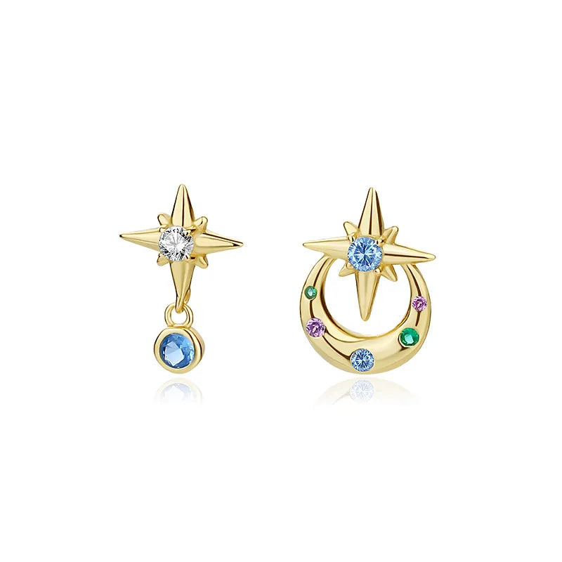 Sterling Silver Star & Moon Zircon Jewelry Set