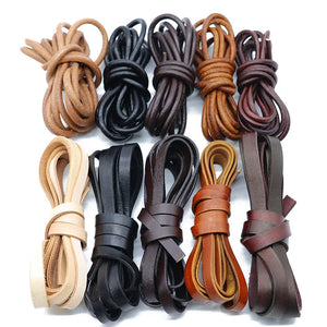1/2m Flat Round Leather Cord Vintage Brown 2/3/4/5/6/8/10mm Cow Leather Bracelet