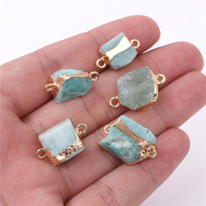 Double Hole Stone Pendants Natural Quartzs Crystal Charm for Jewelry Making