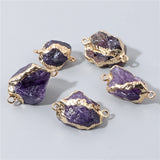 Double Hole Stone Pendants Natural Quartzs Crystal Charm for Jewelry Making