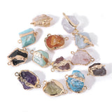 Double Hole Stone Pendants Natural Quartzs Crystal Charm for Jewelry Making