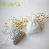 Lace Jewelry Gift Bags Burlap Drawstring Pouch Wedding Gift Organza Bag