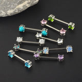 Sexy Turquoise Opal Stone Nipple Bar 14G Nipple Piercing Ring
