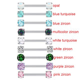 Sexy Turquoise Opal Stone Nipple Bar 14G Nipple Piercing Ring