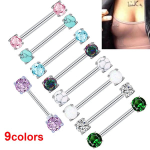 Sexy Turquoise Opal Stone Nipple Bar 14G Nipple Piercing Ring
