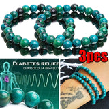 Chrysocolla Malachite Bracelets Natural Stone Beads Round Shape Diabetes Relief