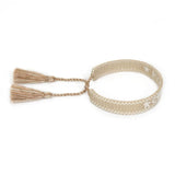 1.3cm Hand Embroidered Wrist Band Tassel Bracelet Women Jewelry