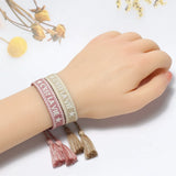1.3cm Hand Embroidered Wrist Band Tassel Bracelet Women Jewelry