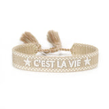 1.3cm Hand Embroidered Wrist Band Tassel Bracelet Women Jewelry