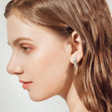 1.3mm Round VVS1 Moissanite Half Hoop Earrings in 925 Silver