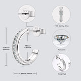 1.3mm Round VVS1 Moissanite Half Hoop Earrings in 925 Silver