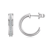 1.3mm Round VVS1 Moissanite Half Hoop Earrings in 925 Silver