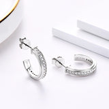 1.3mm Round VVS1 Moissanite Half Hoop Earrings in 925 Silver