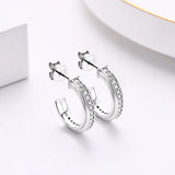 1.3mm Round VVS1 Moissanite Half Hoop Earrings in 925 Silver