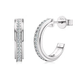 1.3mm Round VVS1 Moissanite Half Hoop Earrings in 925 Silver