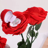 Velvet Rose Flower Ring Box Romantic Red Rose Jewelry Display Holder