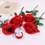 Velvet Rose Flower Ring Box Romantic Red Rose Jewelry Display Holder