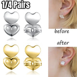 Double Love Heart Stud Earring Lifters - Adjustable Ear Lobe Support