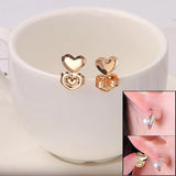 Double Love Heart Stud Earring Lifters - Adjustable Ear Lobe Support