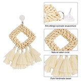 Geometric Wicker Teardrop Dangle Earrings Lightweight Hoop Drop