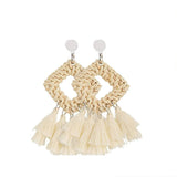Geometric Wicker Teardrop Dangle Earrings Lightweight Hoop Drop
