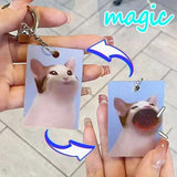 Acrylic Cartoon Cat Keychain Transparent Holographic Key Chains
